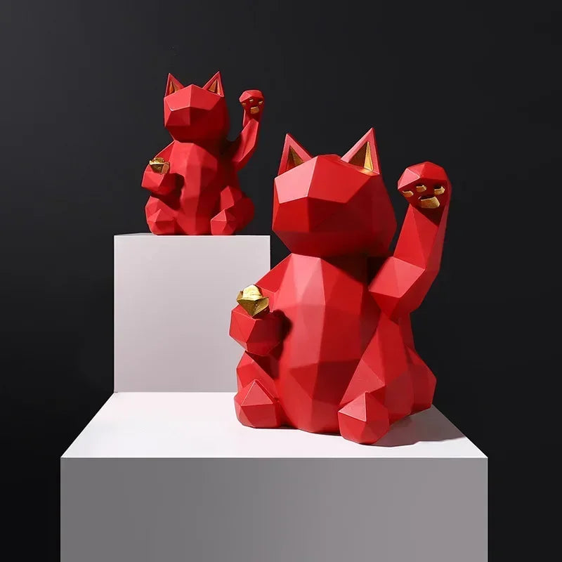 FleekFit | Nordic Minimalism Geometry Lucky Cat Statues
