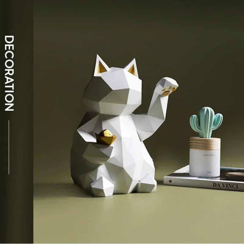 FleekFit | Nordic Minimalism Geometry Lucky Cat Statues