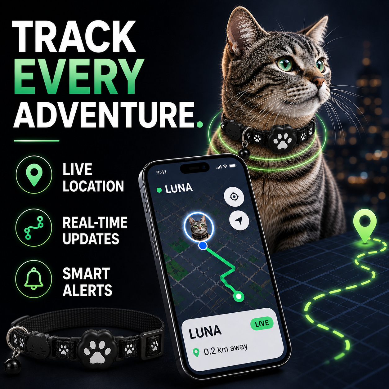 FleekFit | Pawtrackr GPS-Enabled Adjustable Pet Collar