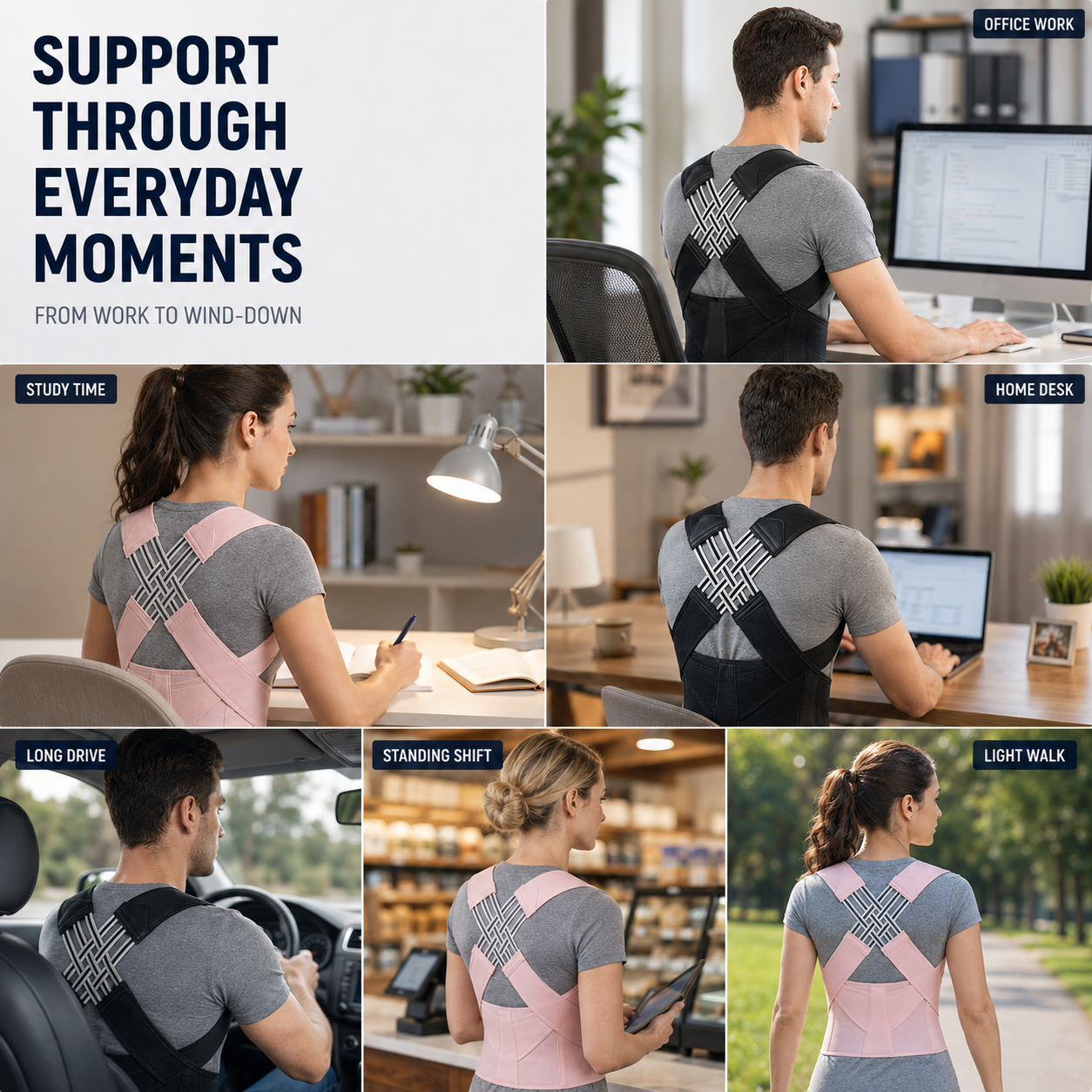 FleekFit | PostuForm Adjustable Full Back Brace