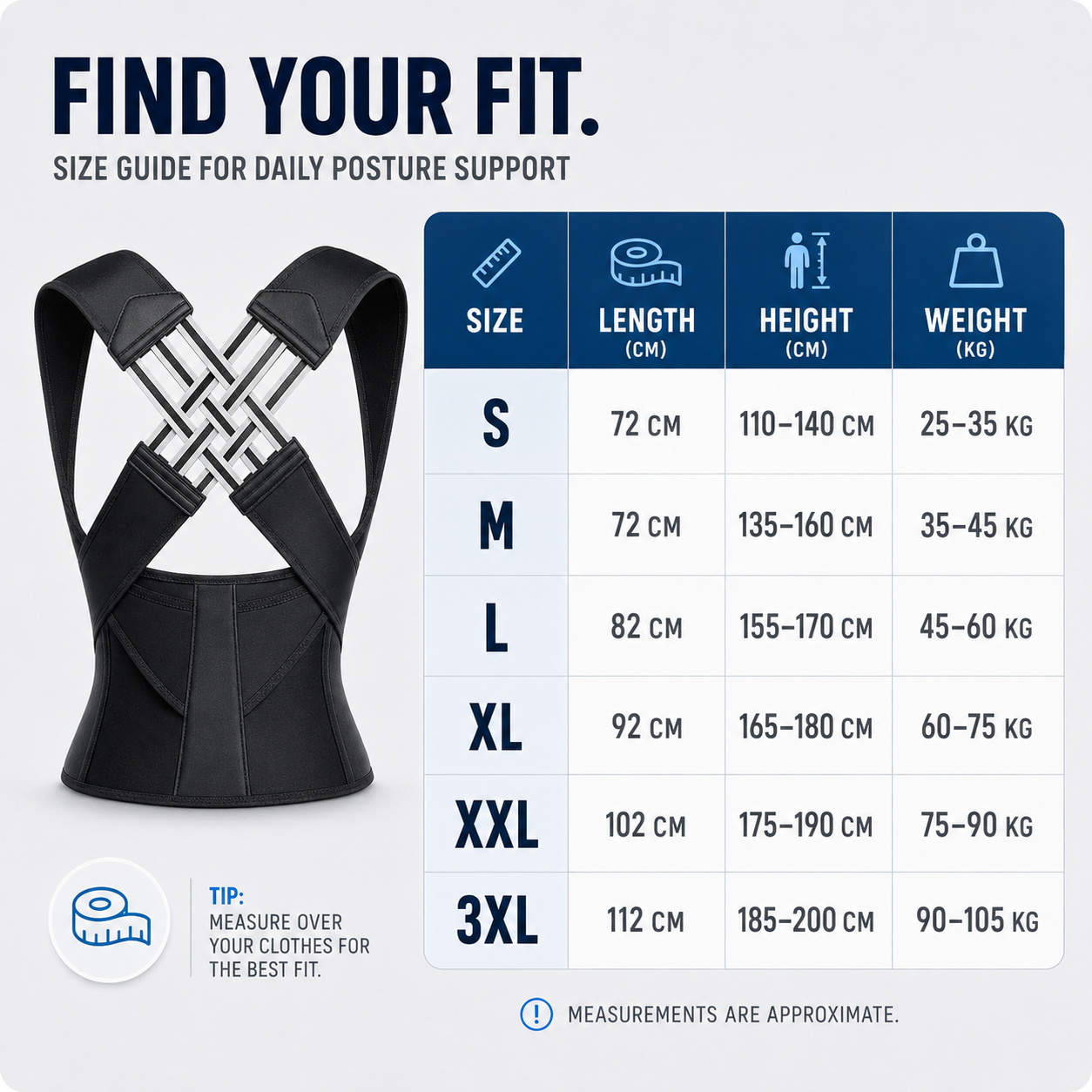 FleekFit | PostuForm Adjustable Full Back Brace