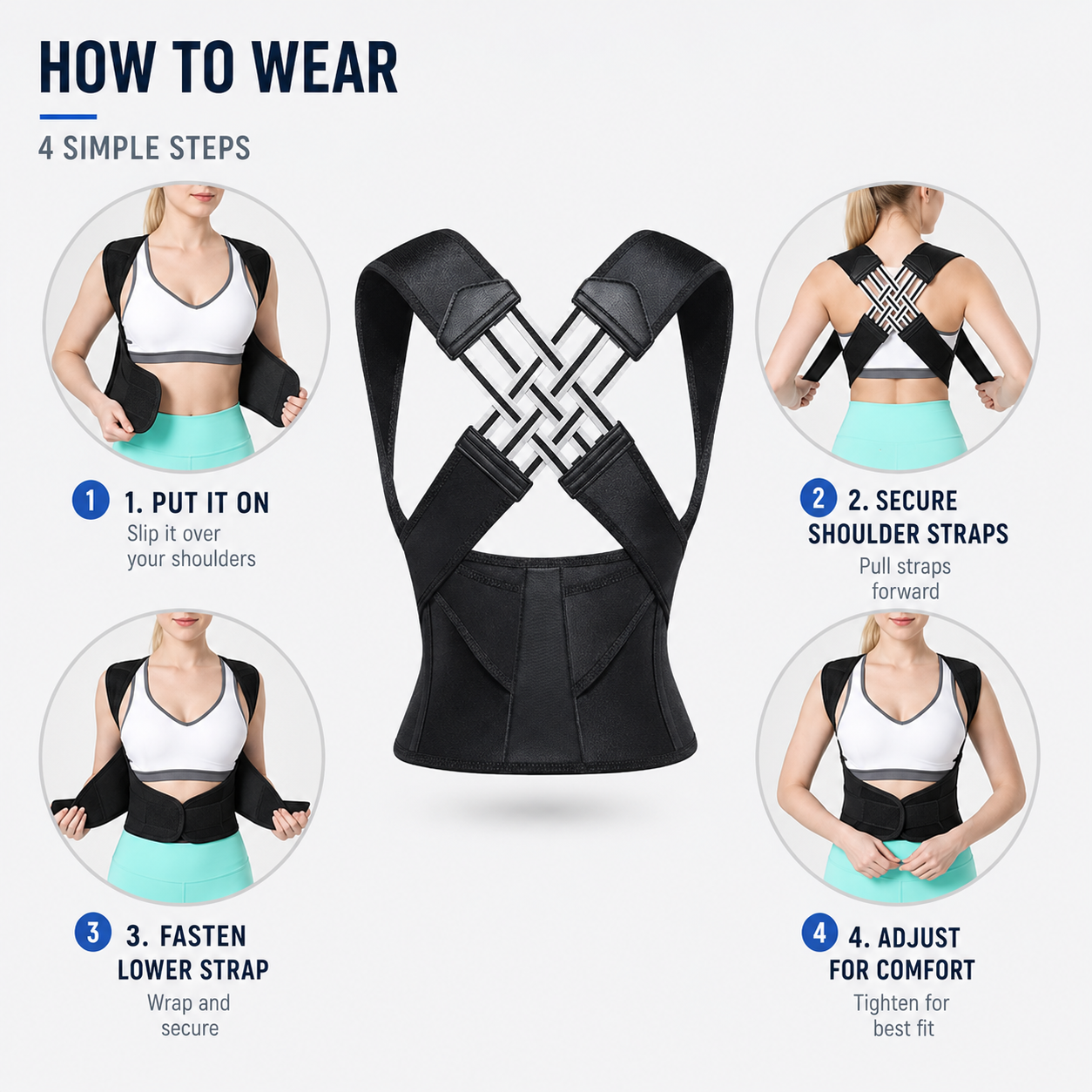 FleekFit | PostuForm Adjustable Full Back Brace