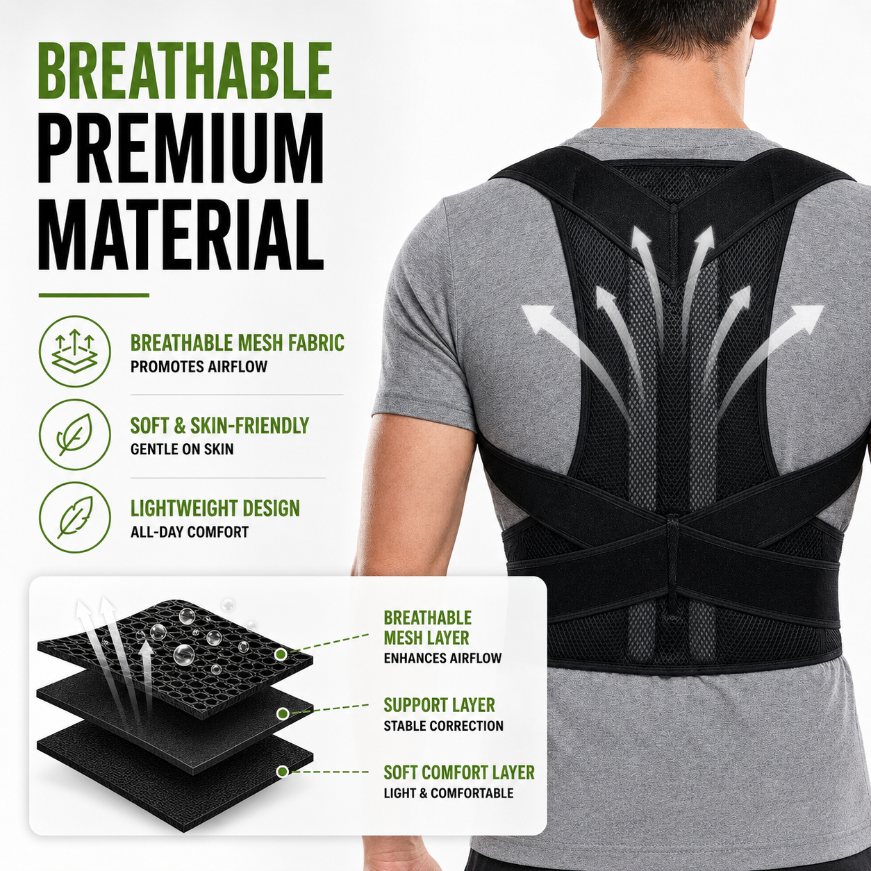FleekFit | PostuRise Adjustable Unisex Posture Brace