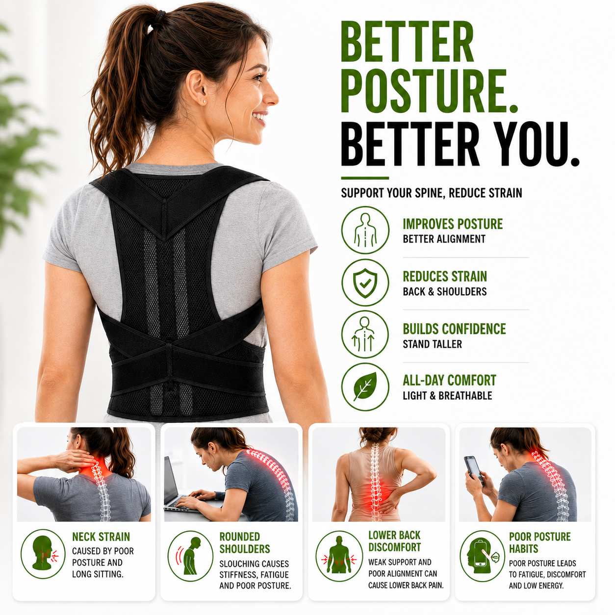 FleekFit | PostuRise Adjustable Unisex Posture Brace