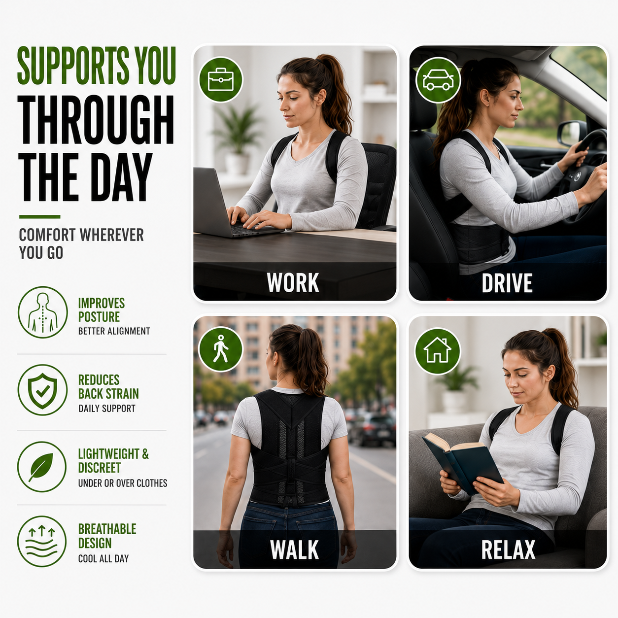 FleekFit | PostuRise Adjustable Unisex Posture Brace