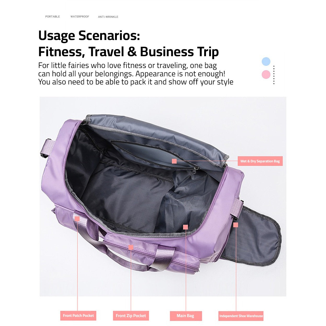 FleekFit | Travel Bag Sport Duffle | Multiple Compartments with Shoe Compartment