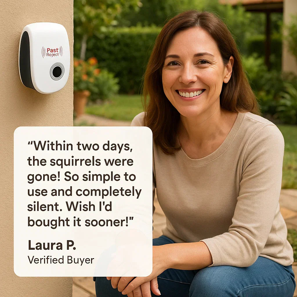 FleekFit | Ultrasonic Squirrel Repeller Device - Effective Pest Control to Deter Squirrels in 48 Hours for Gardens & Yards