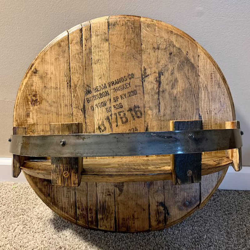 FleekFit | Whiskey Barrel Wall Shelf | Rustic Solid Wood Design | Round