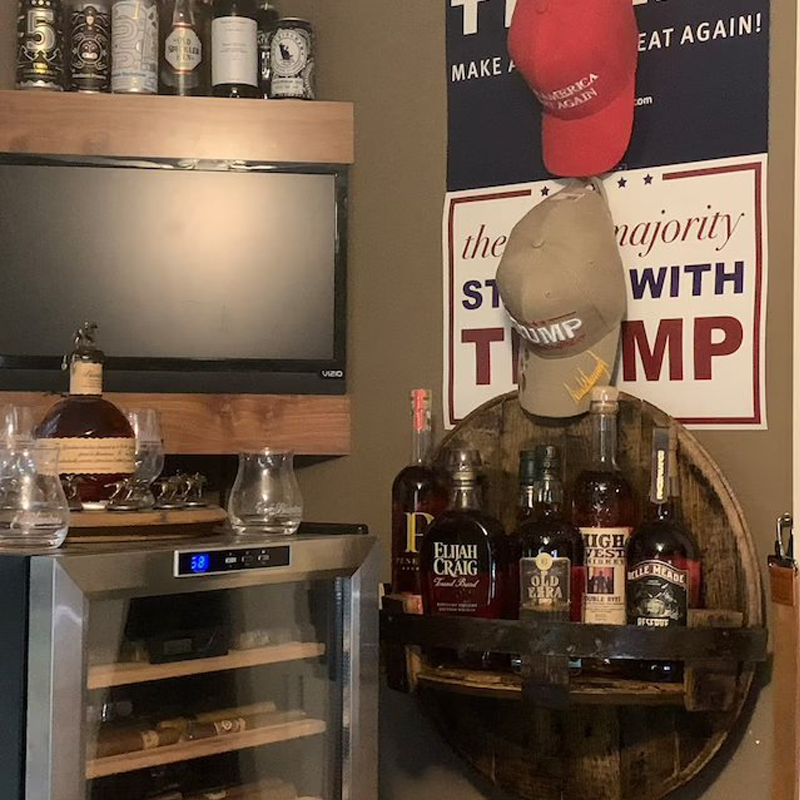 FleekFit | Whiskey Barrel Wall Shelf | Rustic Solid Wood Design | Round