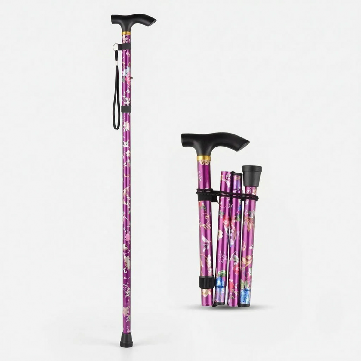 Floral Fold-Away Walking Stick
