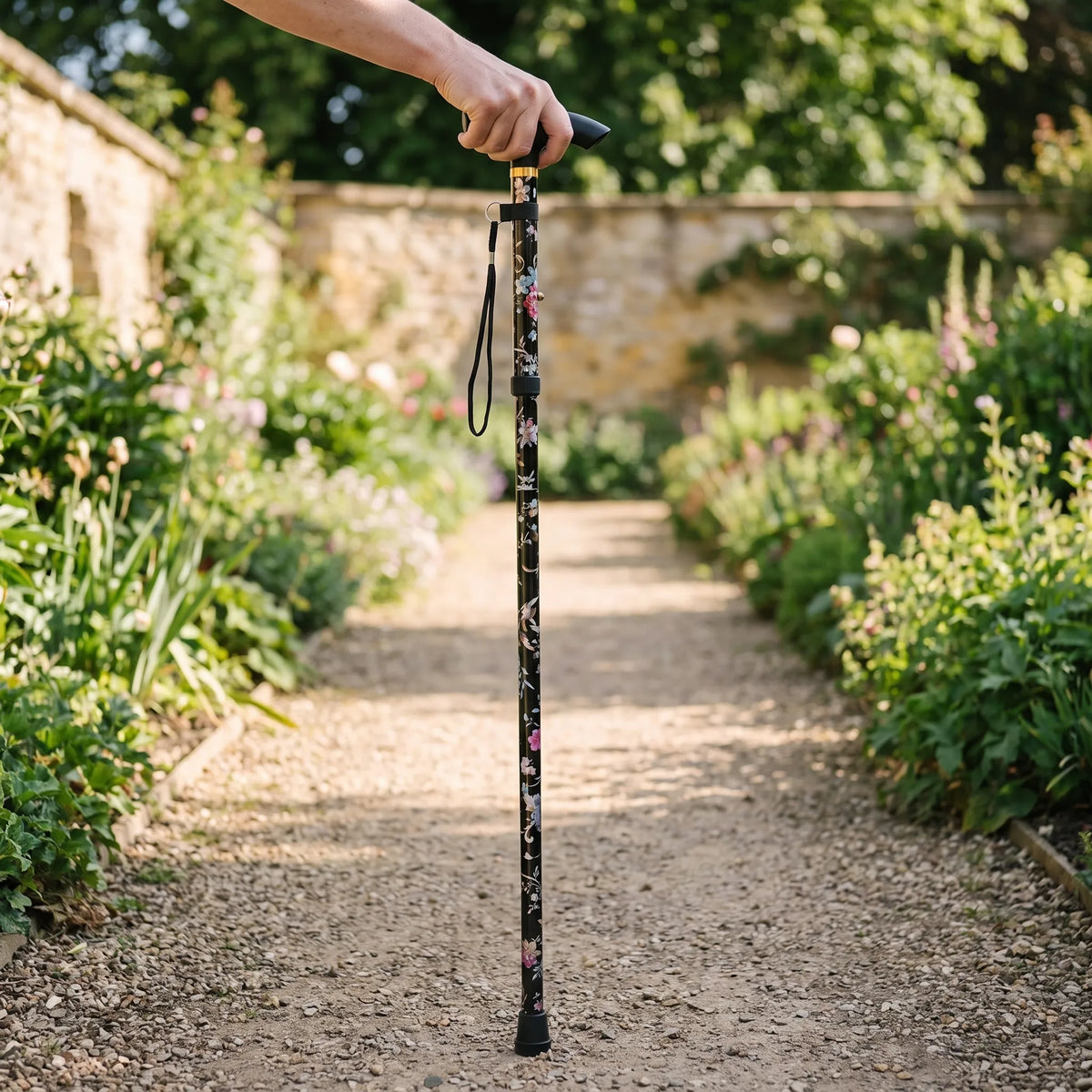 Floral Fold-Away Walking Stick