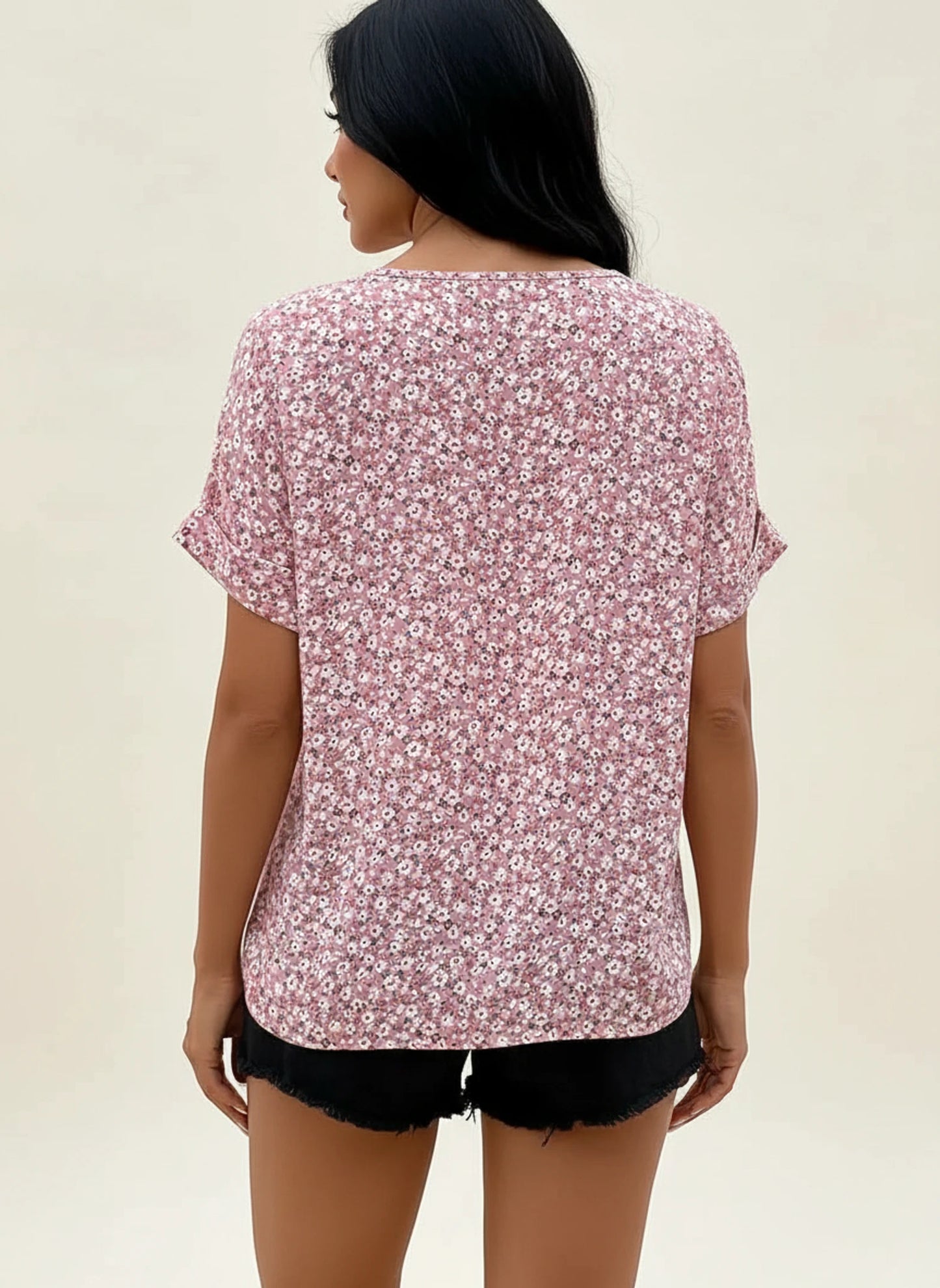 Floral Button-Front Blouse for Women