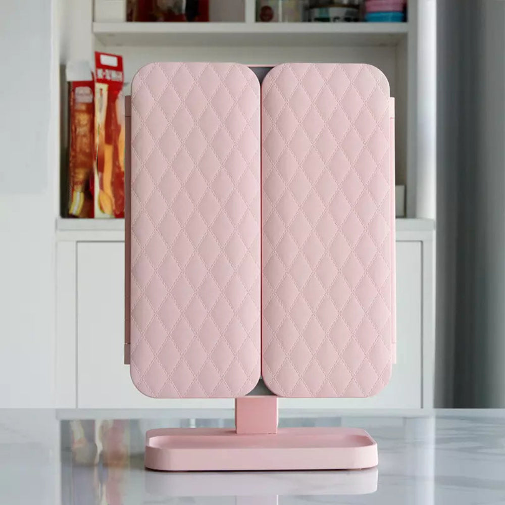 Foldable LED Vanity Makeup Mirror with Stand and Adjustable Lighting