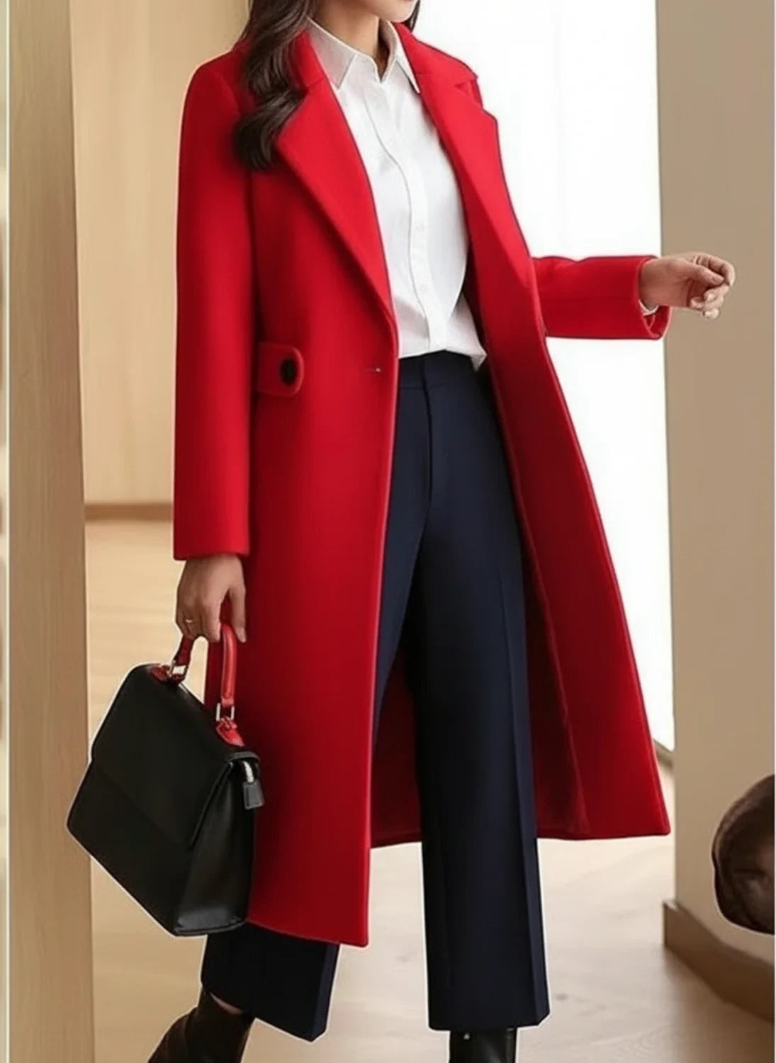 Formal Long Winter Coat for Women AI replaced image