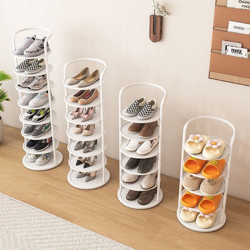 Freestanding Vertical Shoe Rack Tower Organizer with Metal Frame