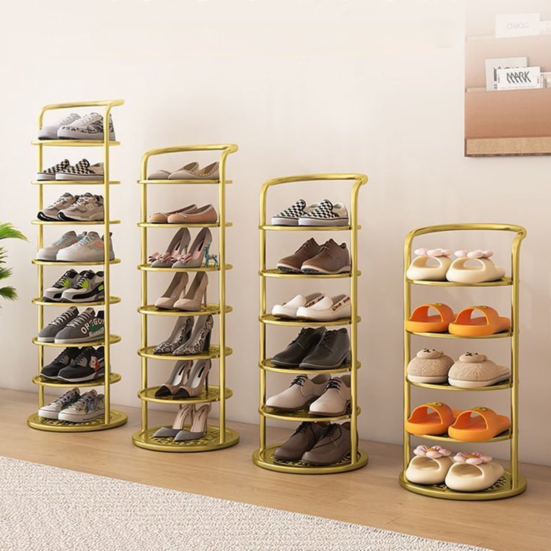Freestanding Vertical Shoe Rack Tower Organizer with Metal Frame