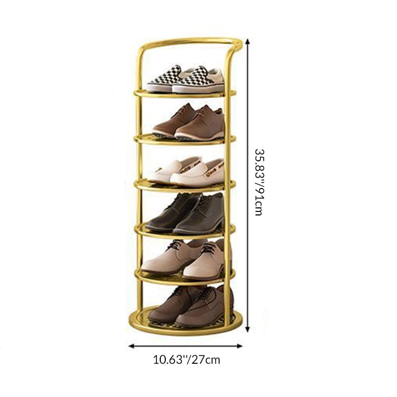 Freestanding Vertical Shoe Rack Tower Organizer with Metal Frame