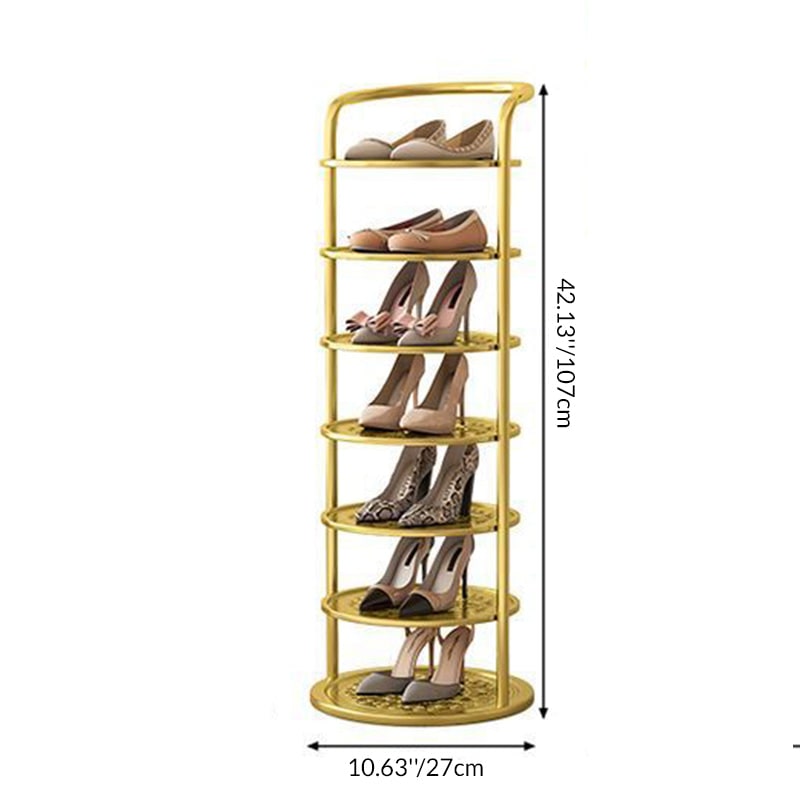 Freestanding Vertical Shoe Rack Tower Organizer with Metal Frame