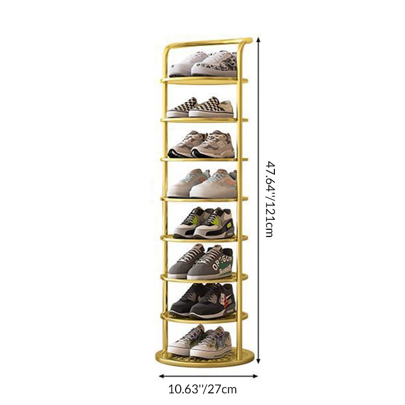 Freestanding Vertical Shoe Rack Tower Organizer with Metal Frame
