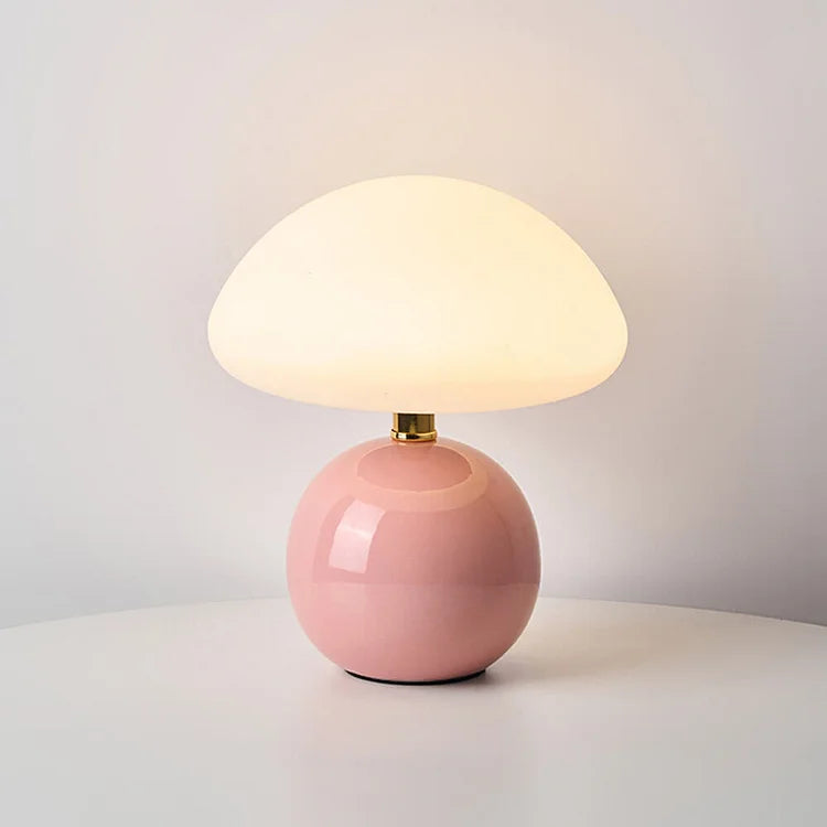 French Cream Mushroom Table Lamp with Adjustable LED Colors