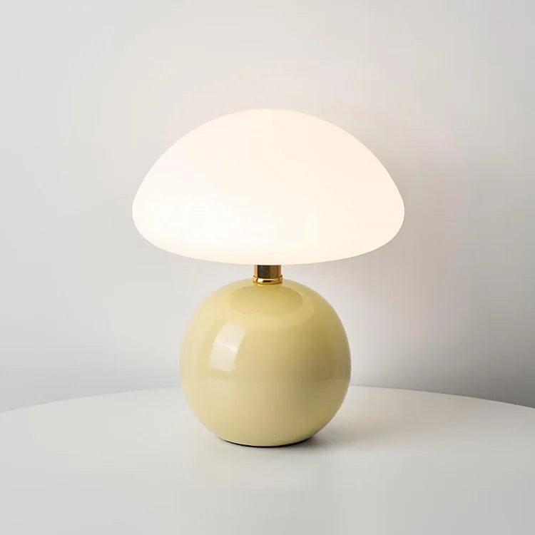 French Cream Mushroom Table Lamp with Adjustable LED Colors