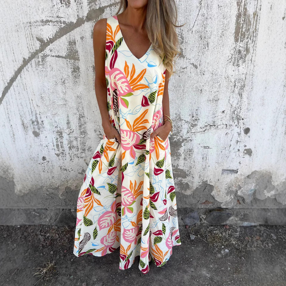 Image of Gale | Women's Sleeveless V-Neck Maxi Dress