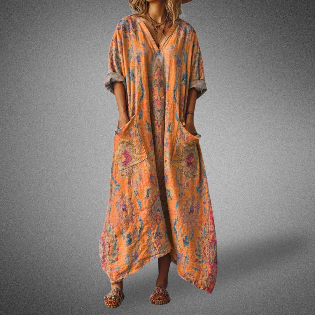Image of Gale | Women's V-Neck Oversized Maxi Dress