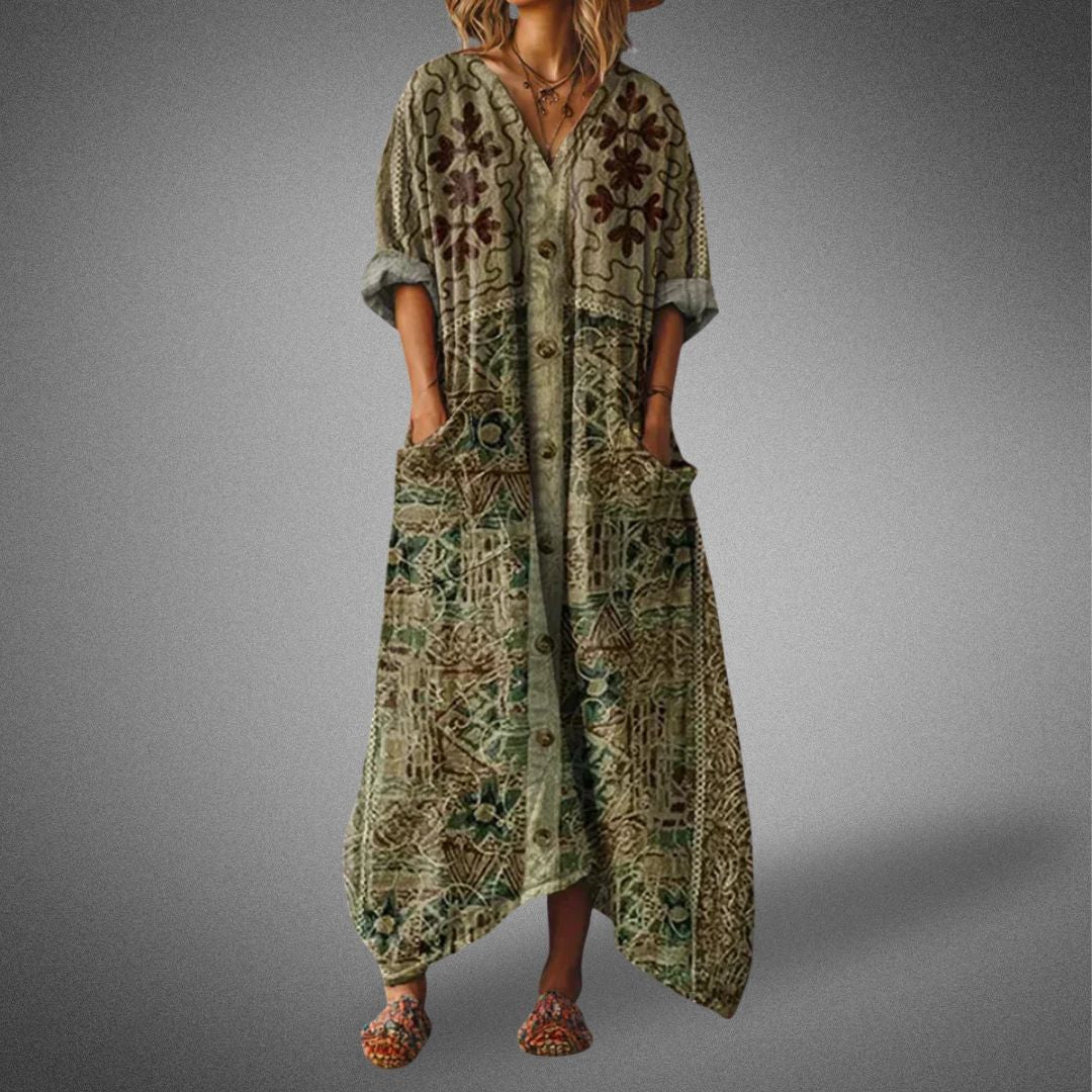 Image of Gale | Women's V-Neck Oversized Maxi Dress