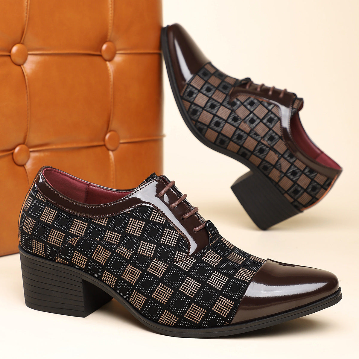 Image of George | Men's Lace-Up Block Heel Dress Shoes