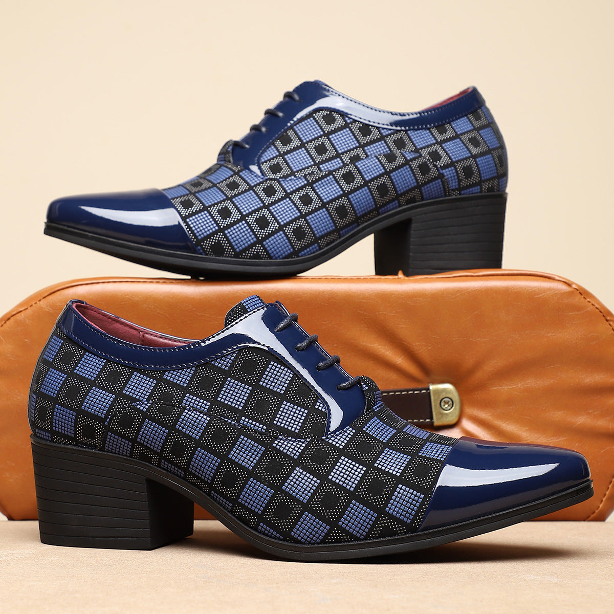 Image of George | Men's Lace-Up Block Heel Dress Shoes