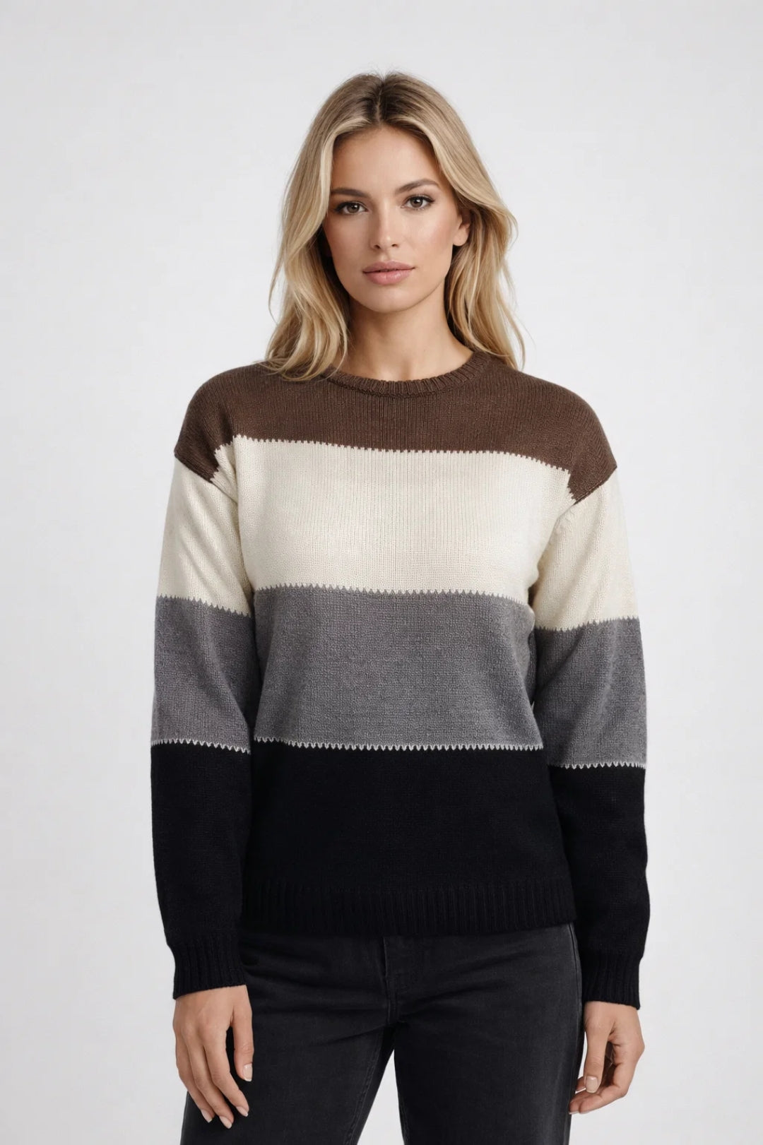 Image of Gina | Women's Striped Crew Neck Sweater