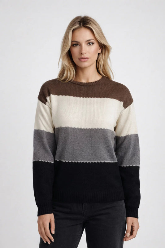 Image of Gina | Women's Striped Crew Neck Sweater