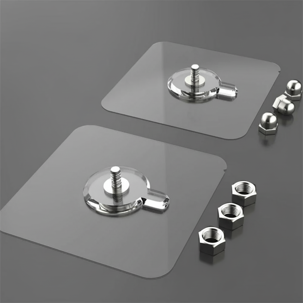 GlideHold® TransparentHook: Heavy Duty No Drill Adhesive Wall Transparent Hook