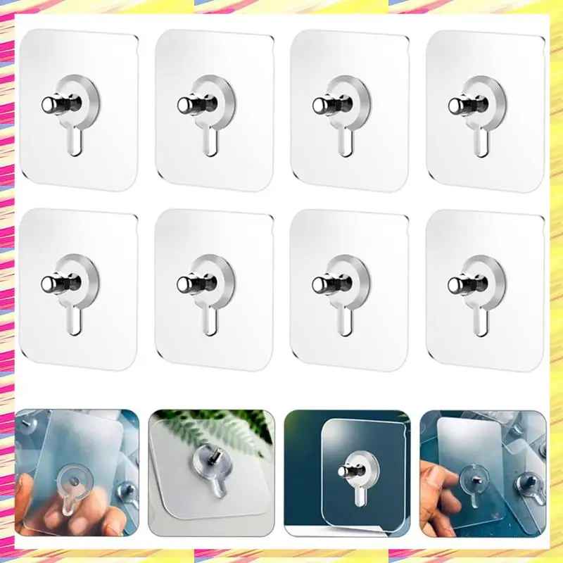 GlideHold® TransparentHook: Heavy Duty No Drill Adhesive Wall Transparent Hook