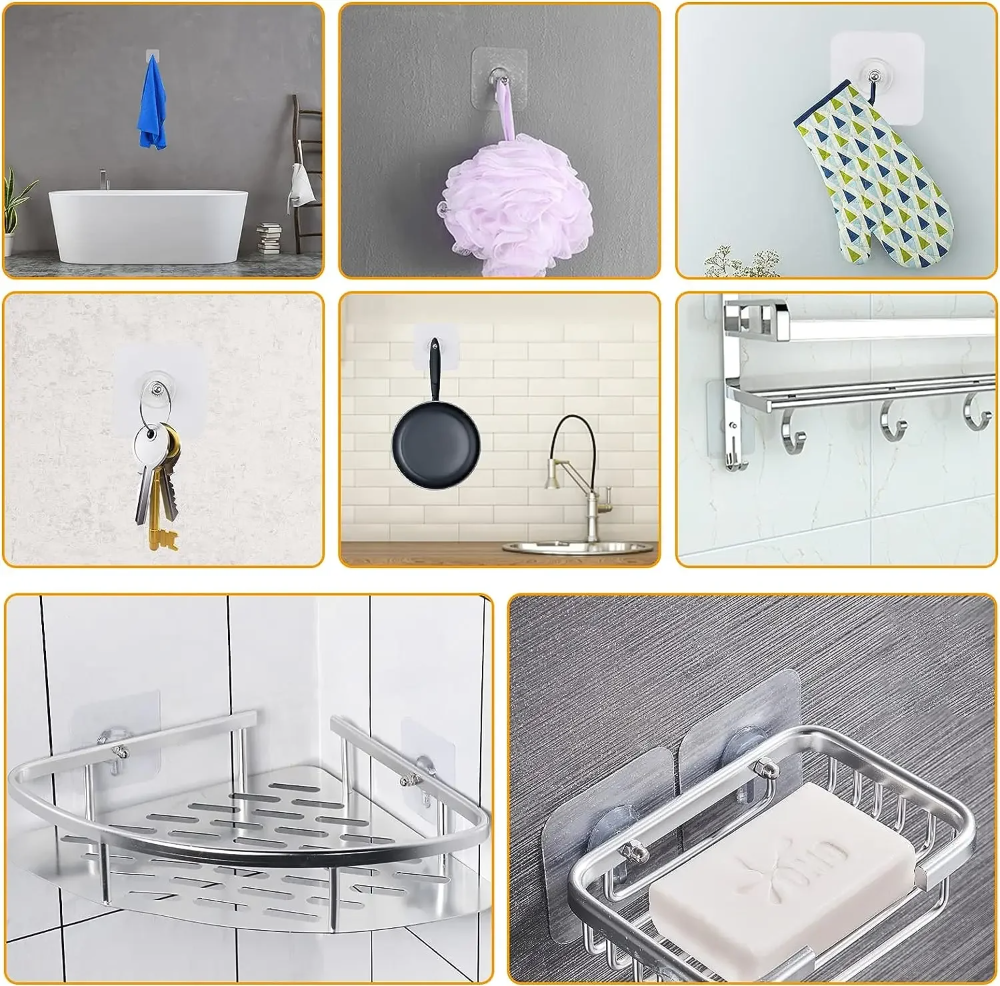 GlideHold® TransparentHook: Heavy Duty No Drill Adhesive Wall Transparent Hook