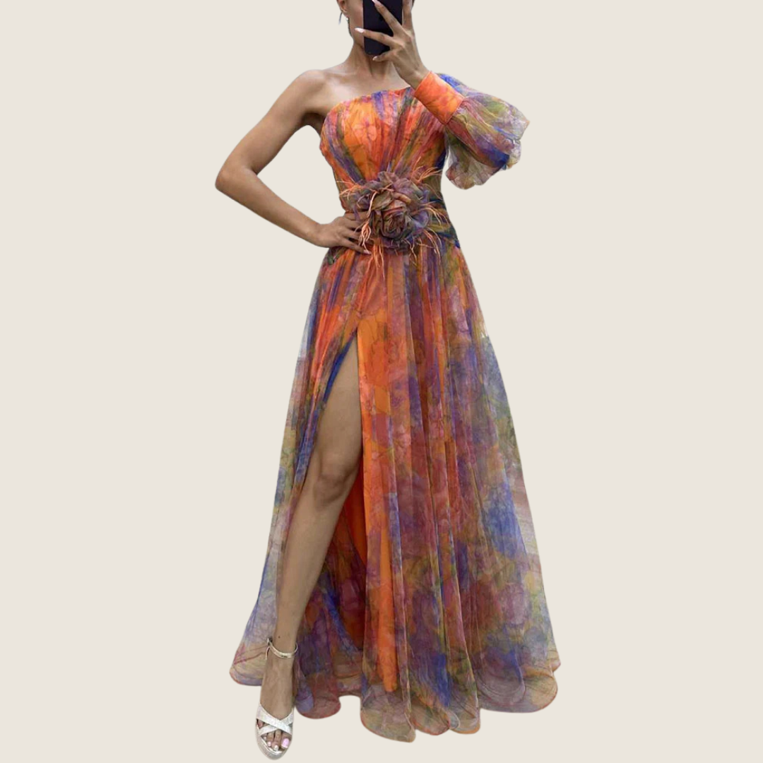 Image of Gloria | Women's One Shoulder Floral Maxi Dress