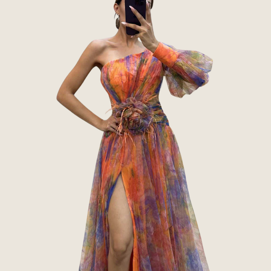 Image of Gloria | Women's One Shoulder Floral Maxi Dress