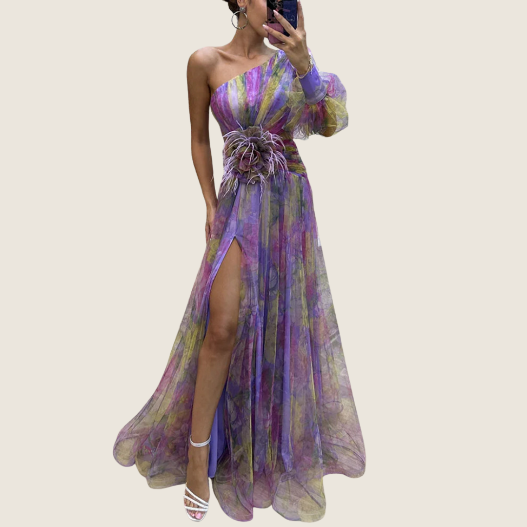 Image of Gloria | Women's One Shoulder Floral Maxi Dress