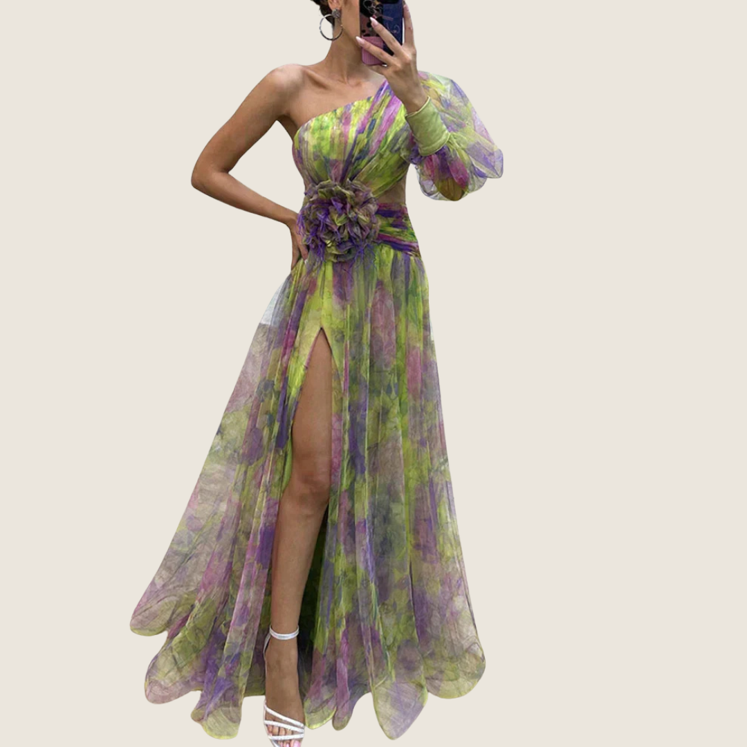 Image of Gloria | Women's One Shoulder Floral Maxi Dress