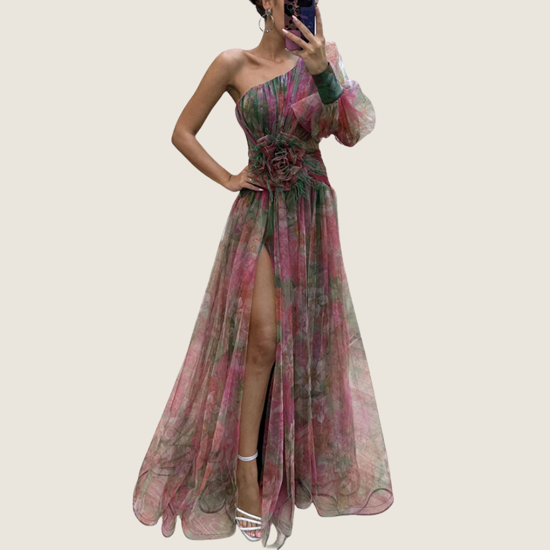 Image of Gloria | Women's One Shoulder Floral Maxi Dress