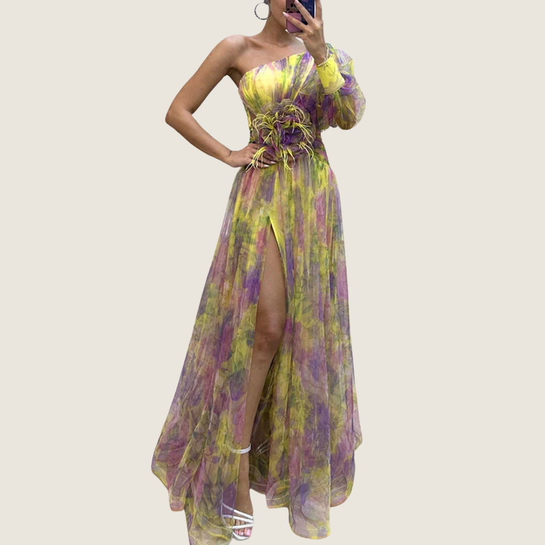 Image of Gloria | Women's One Shoulder Floral Maxi Dress
