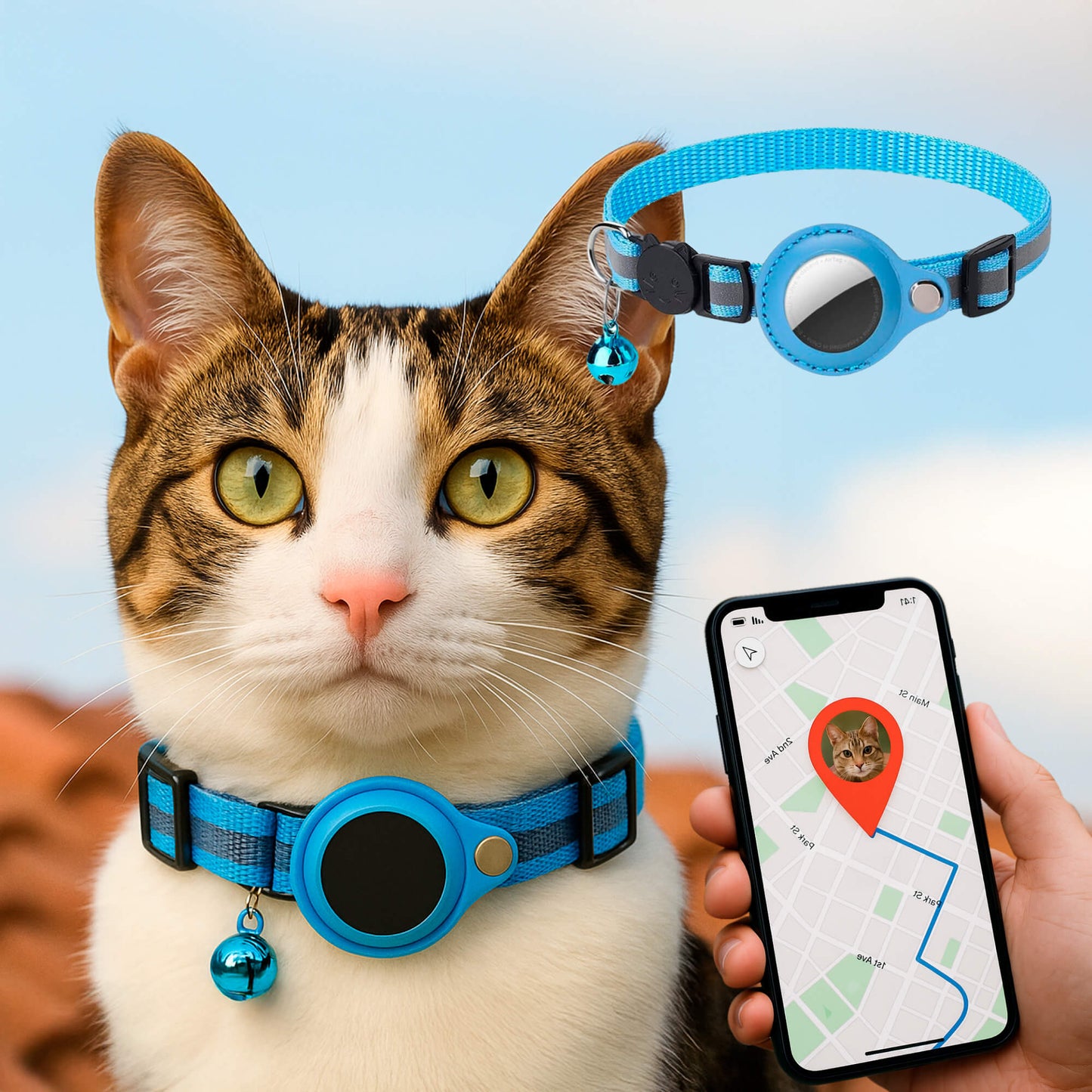 GPS Collar for Cats - Reflective Safety and Comfort