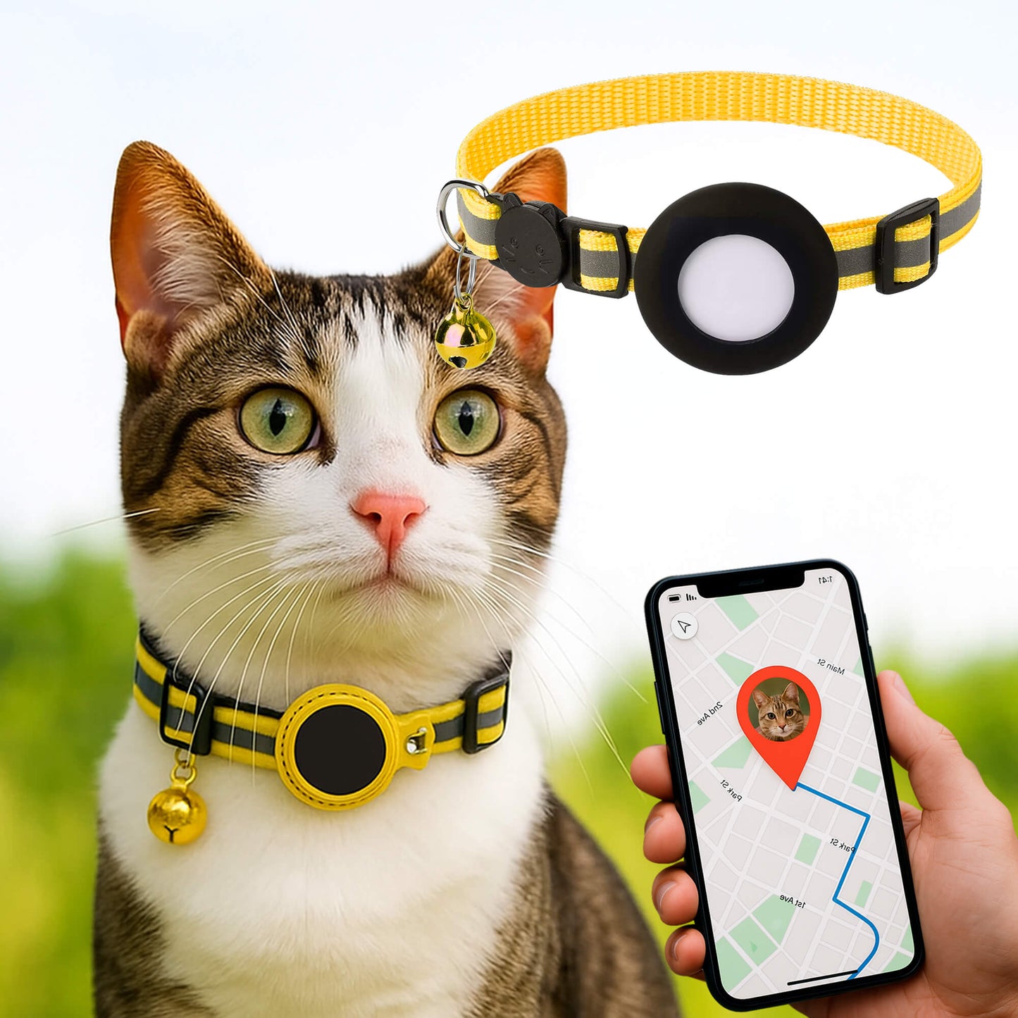 GPS Collar for Cats - Reflective Safety and Comfort