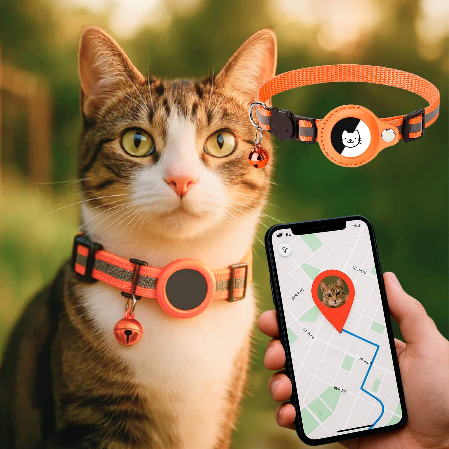 GPS Collar for Cats - Reflective Safety and Comfort
