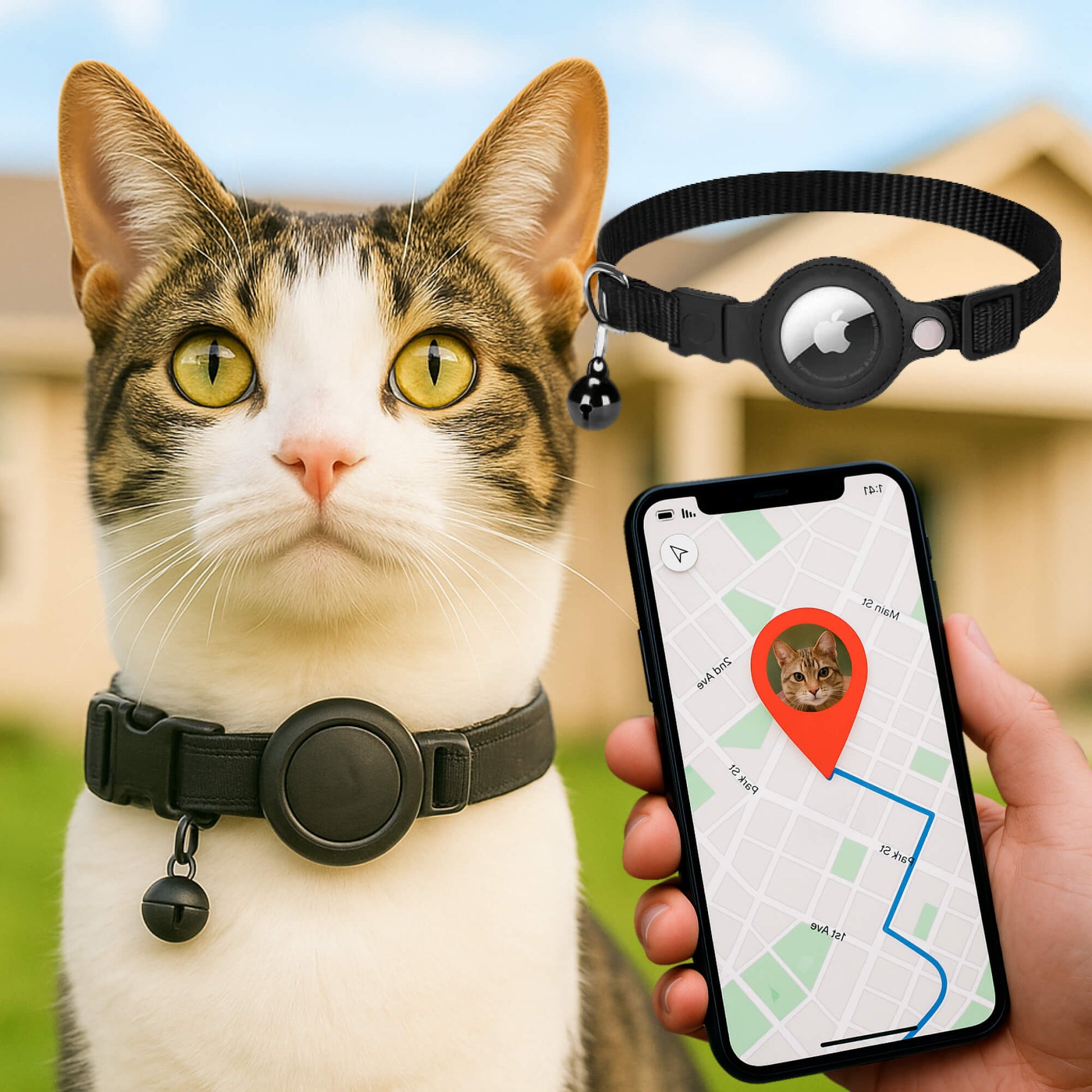 GPS Collar for Cats - Reflective Safety and Comfort