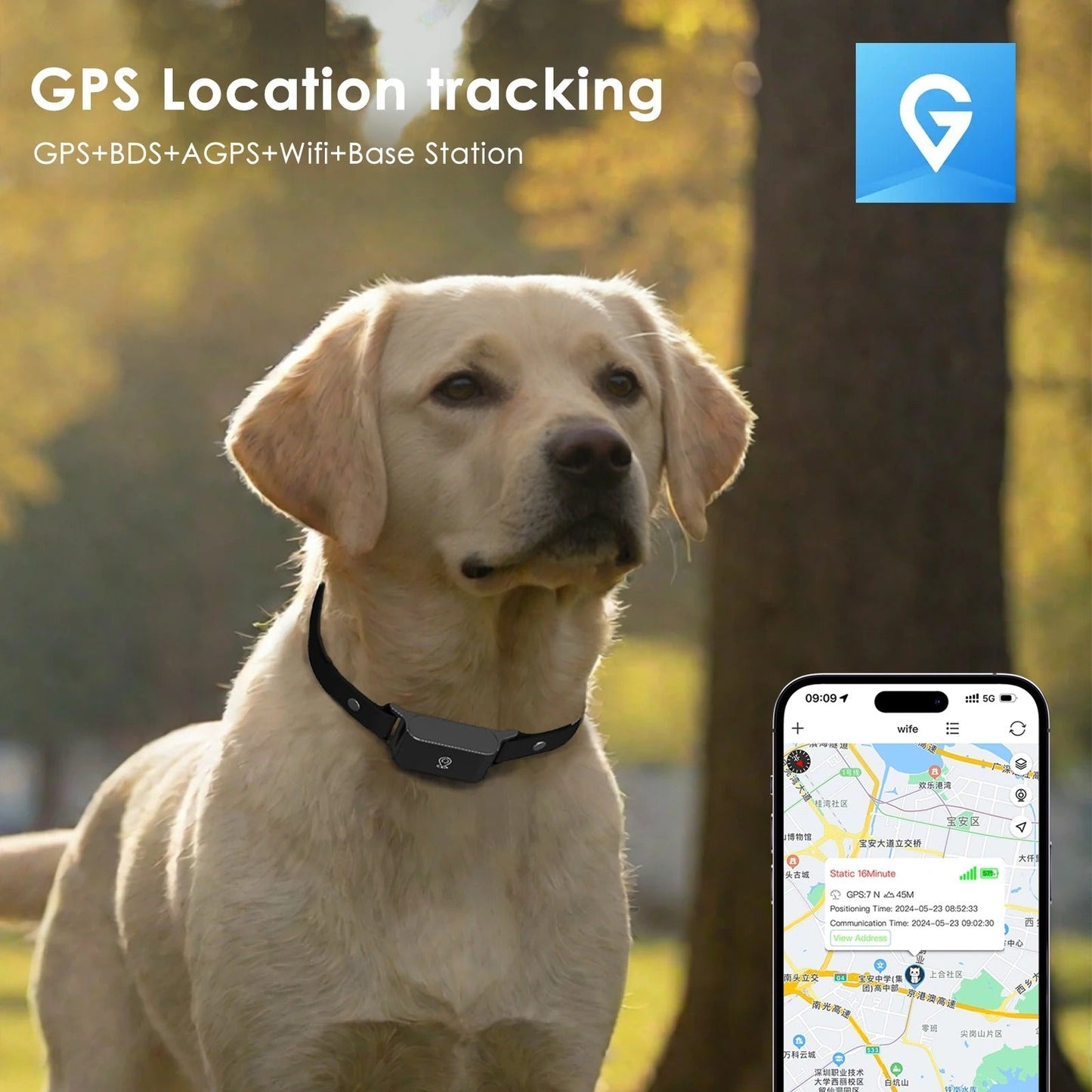 GPS Collar for Dogs and Cats - Unlimited Range, Accurate Tracking