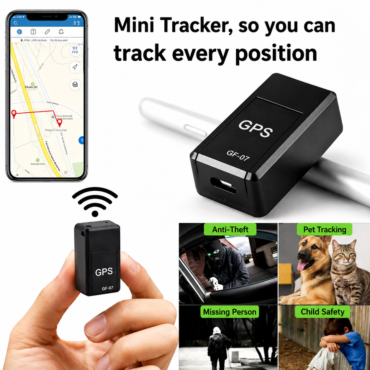 GPS Tracker | Mini GPS Tracker without Subscription | Real-Time Tracking | Magnetic & Discreet | Locaro