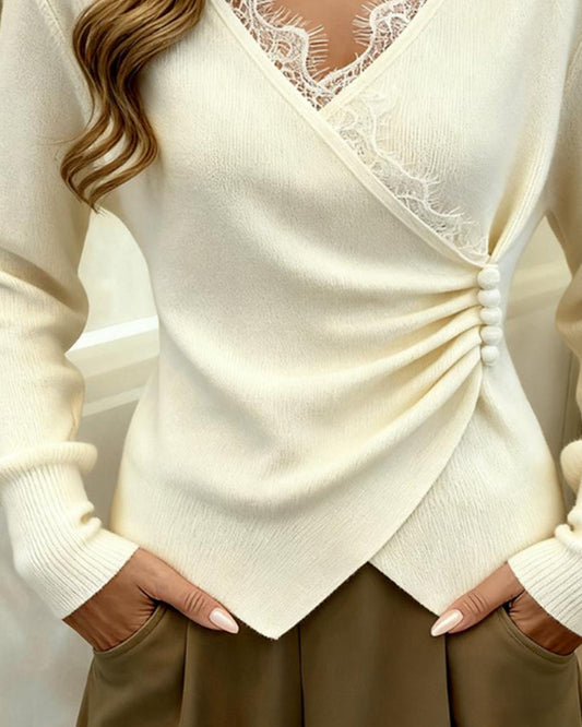 Image of Grace | Women's Wrap V-Neck Long Sleeve Sweater