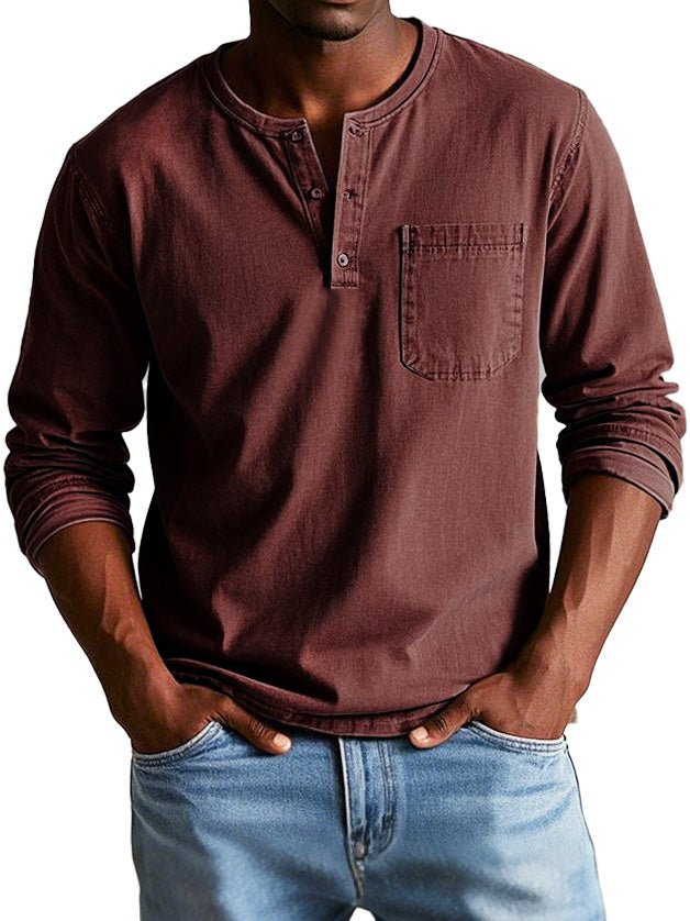 Image of Graham | Men's Long Sleeve Henley Shirt