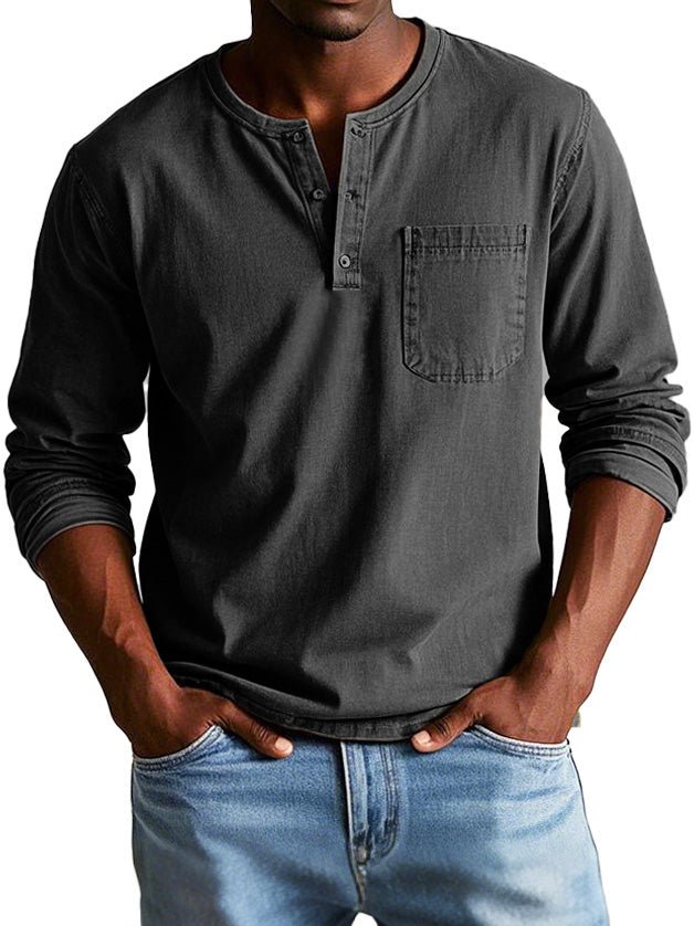 Image of Graham | Men's Long Sleeve Henley Shirt